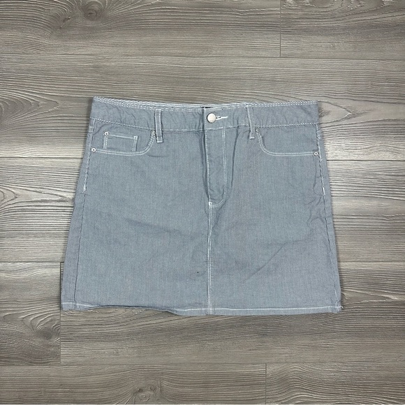 Gap Navy White Pinstripe Mini Skirt Cotton Blend High Waist Size 10 - Picture 1 of 5